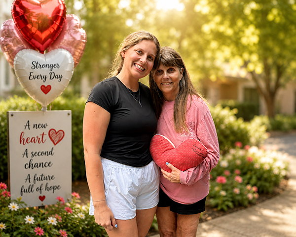 Julie and her daughter Julie and her daughter after Julie's successful heart transplant.
